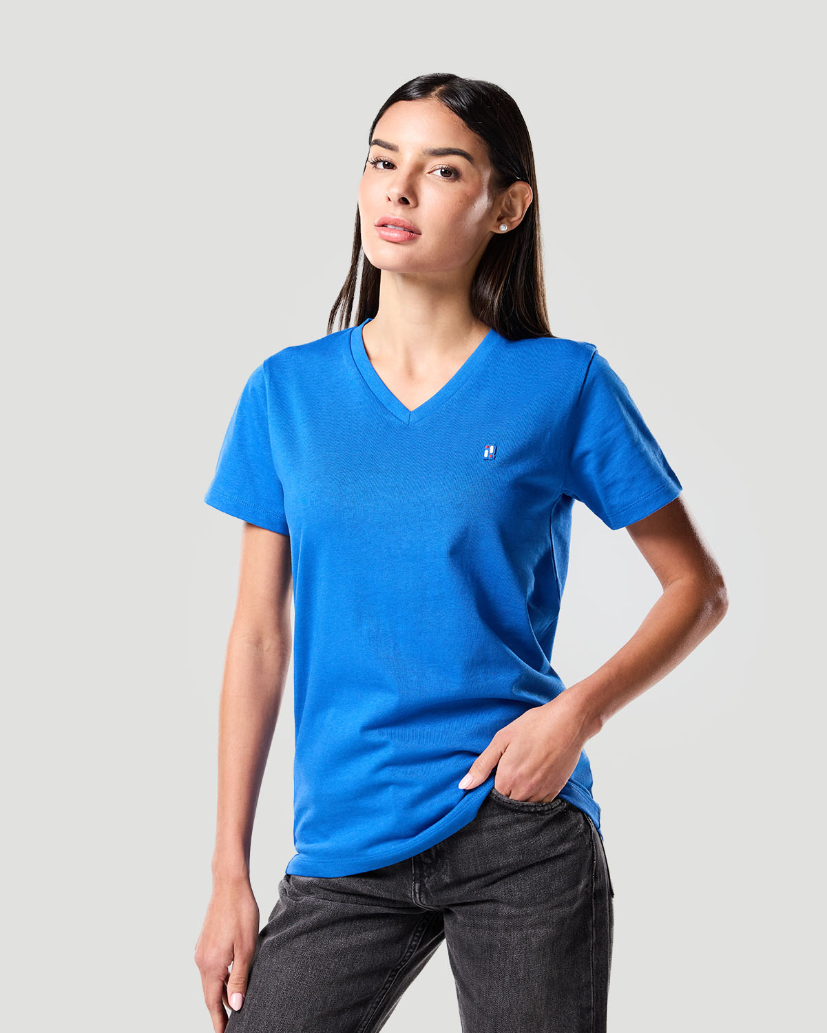 Camiseta de Cuello en V para Mujer-AZUL N&Aacute;UTICO image number 2