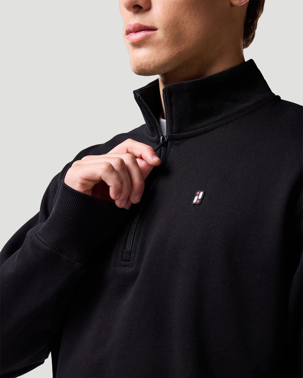 Su&eacute;ter de Cuello Alto con Cremallera Media para Hombre-NEGRO AZABACHE image number 3