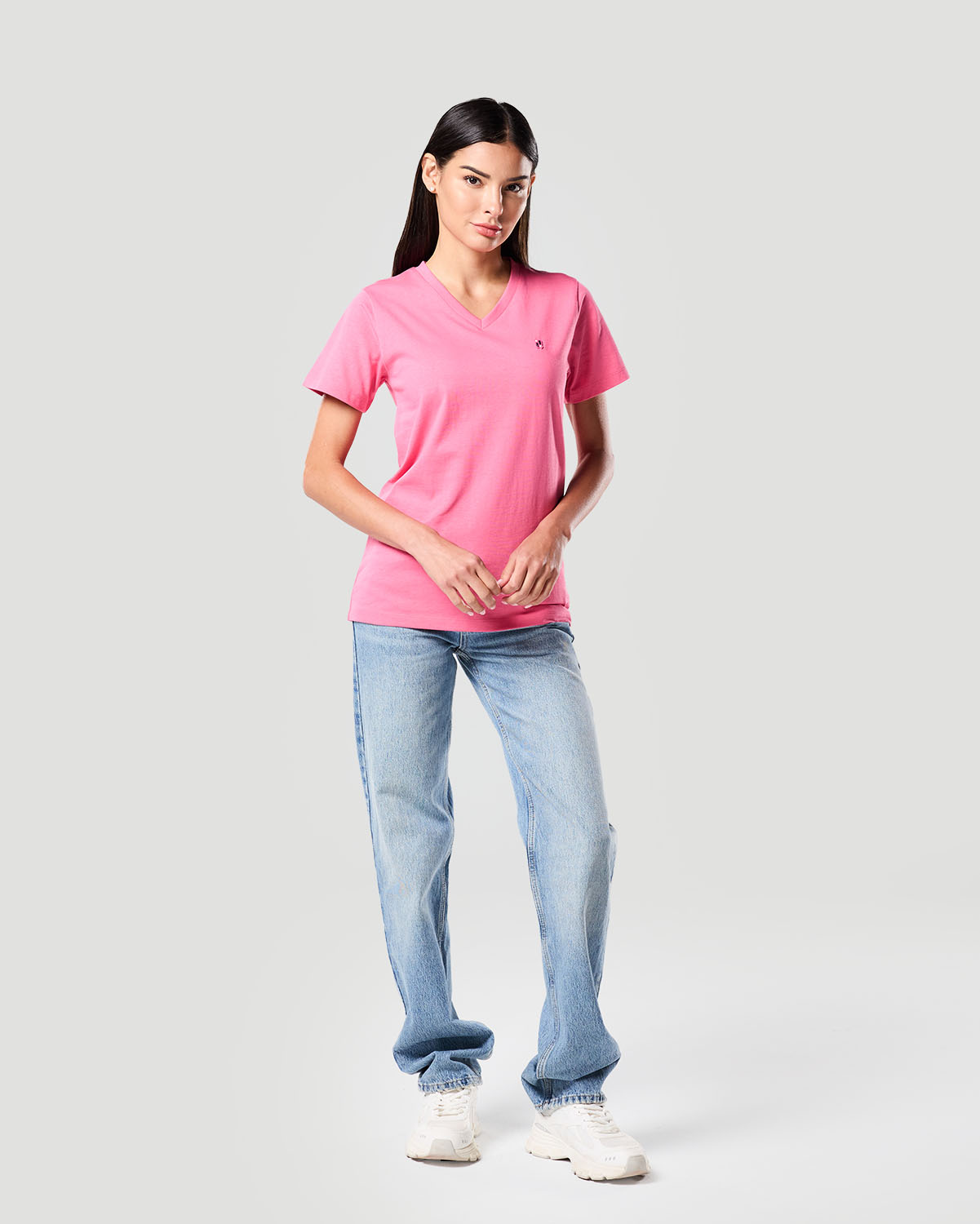 Camiseta de Cuello en V para Mujer-ROSA FANDANGO image number 0